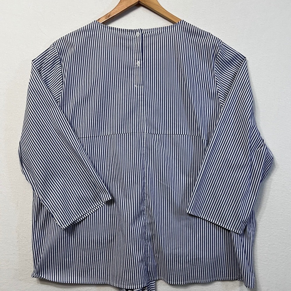 Grand & Greene Striped Floral‎ Embroidered Tie Front Blouse Top Size 1X - Picture 7 of 12